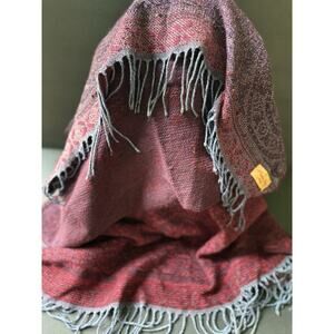 Primo Filo Italia Floral Woven Scarf Wrap Shawl Reversible 73”x 31” Italy Boho